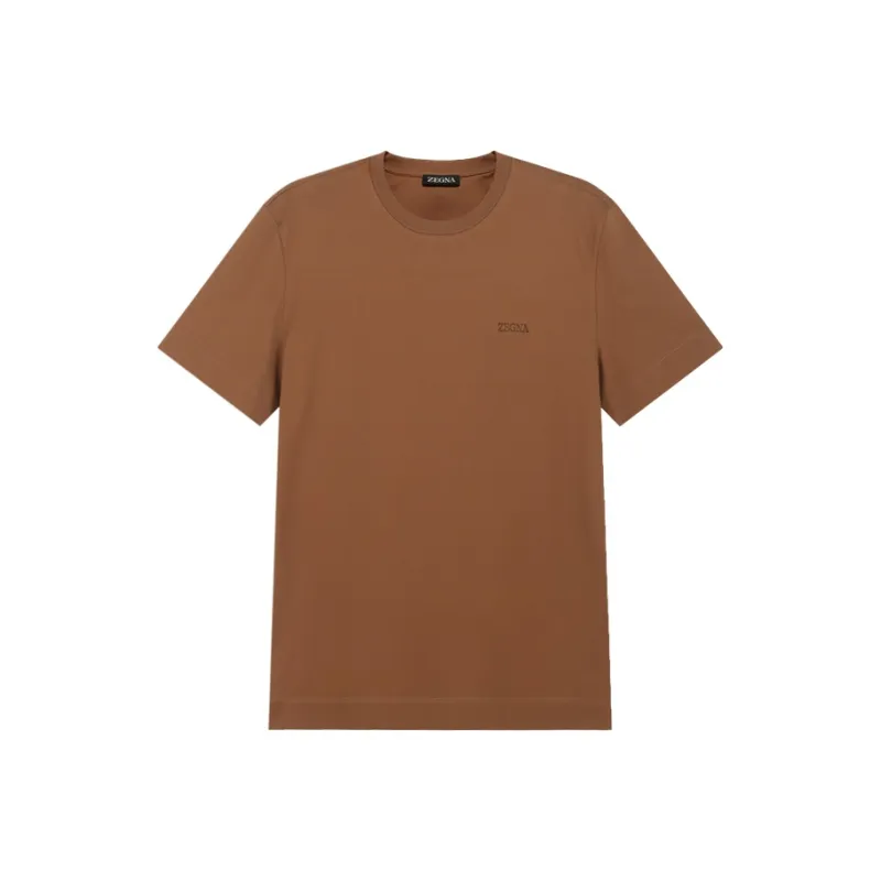 Ermenegildo Zegna Logo Embroidered Crewneck T Shirt-0