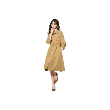 SMEN Long Sleeved Dresses Women's Khaki