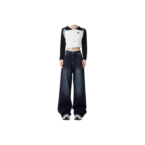 YINLEI Jeans Women's Dark Blue
