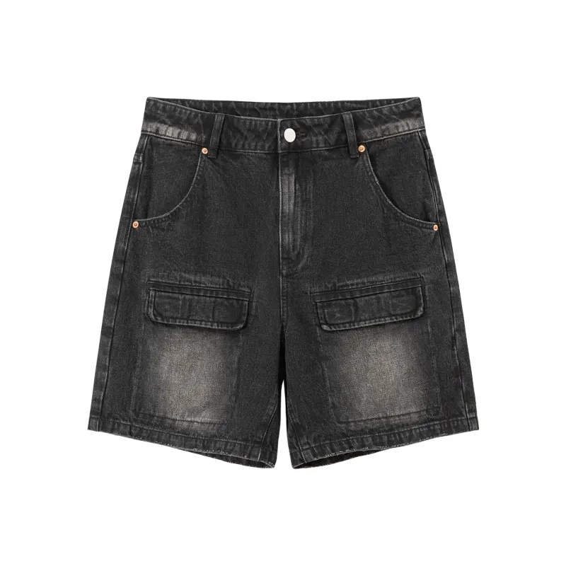 NO ONE ELSE Denim Shorts Unisex Black-0