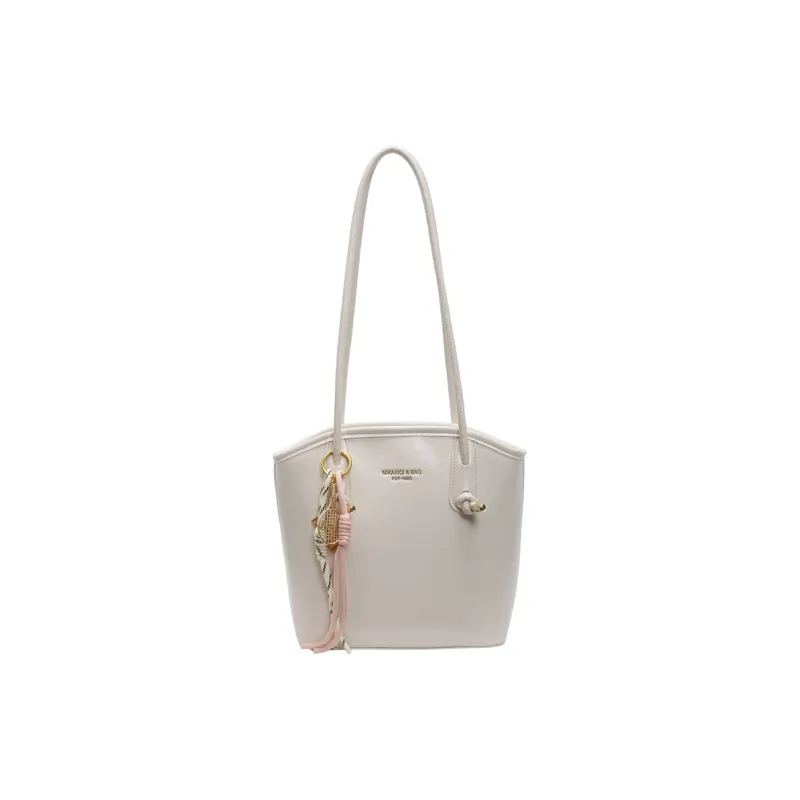 TOUTSEUL YOLO PU Bucket Bag, Shoulder Bag Women's Beige/Silver/Black/Light Blue/Pink/Ankara Red-19