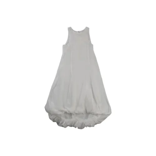 AMOMENTO Semi sheer Volume Midi Dress