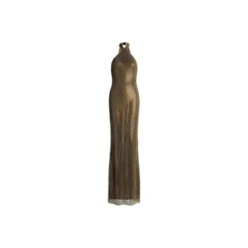 Ralph Lauren Braydon Embellished Foiled Evening Dress Sleeveless Dress Women's Dark Gold