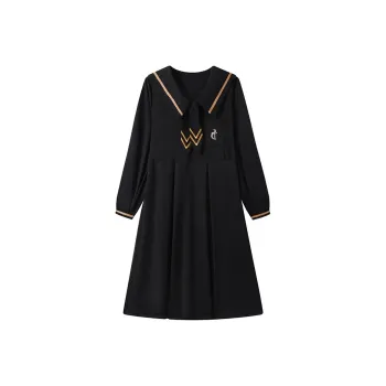 GULIANFEI Long Sleeved Dresses Women's Black