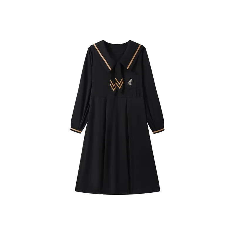 GULIANFEI Long Sleeved Dresses Women's Black-0