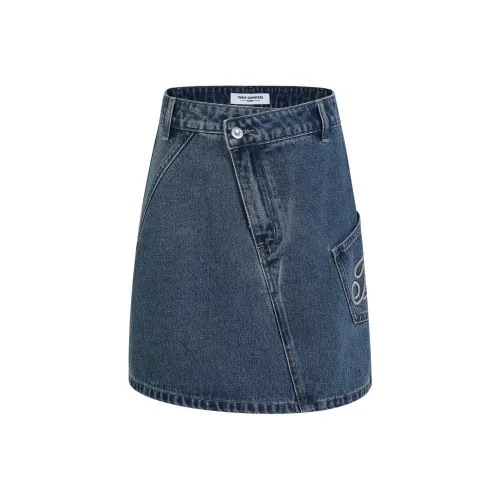 Three Quarters Denim Short Skirts Women's Blue