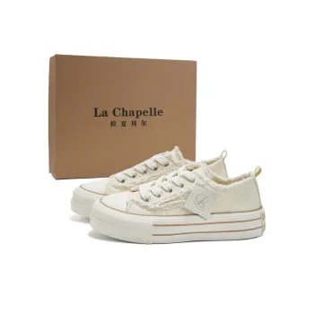 La Chapelle Abrasion Resistant Low Top Canvas Shoes Women's Beige Brown