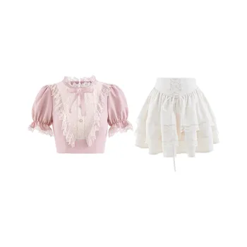 Blovelan Skirt Set Women's Pink White