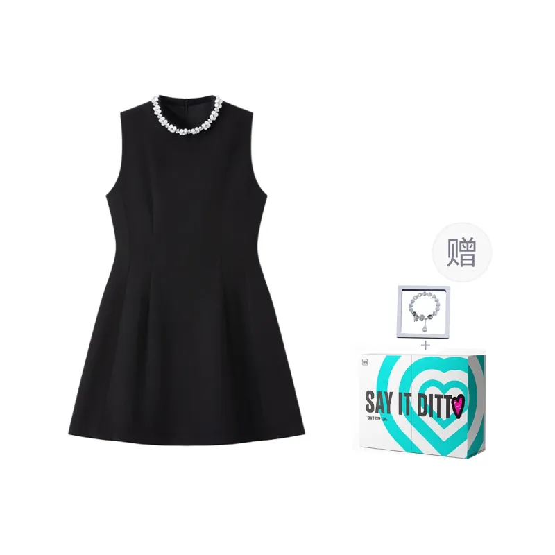 CPAURA Sleeveless Dress Women's Black-7