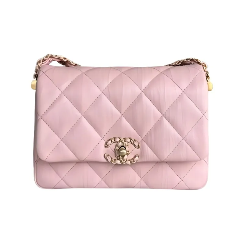 CHANEL Cow Leather Tofu Bag, Hobo Bag, Shoulder Bag, Crossbody Bag Women's Light Pink-0