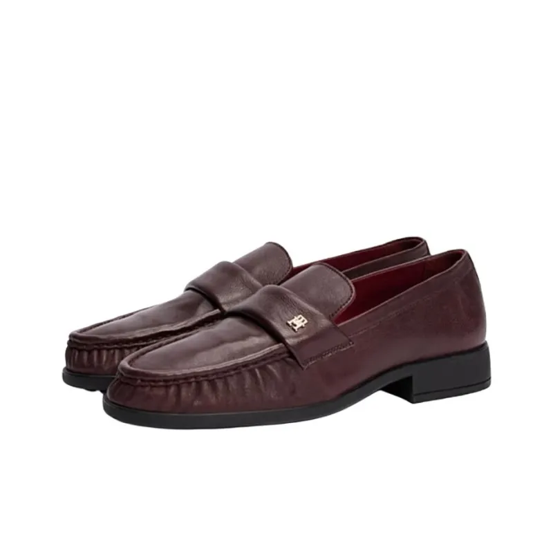Tommy Hilfiger TH Monogram Loafers 2.6cm Women's Brown-2