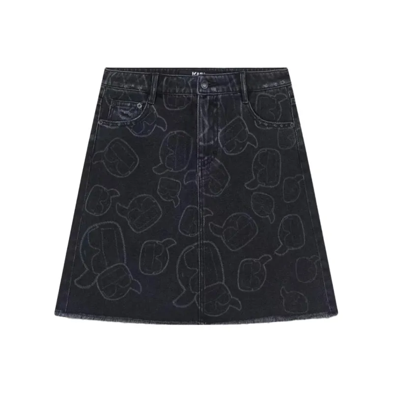 KARL LAGERFELD Denim Short Skirts Women's Black-0
