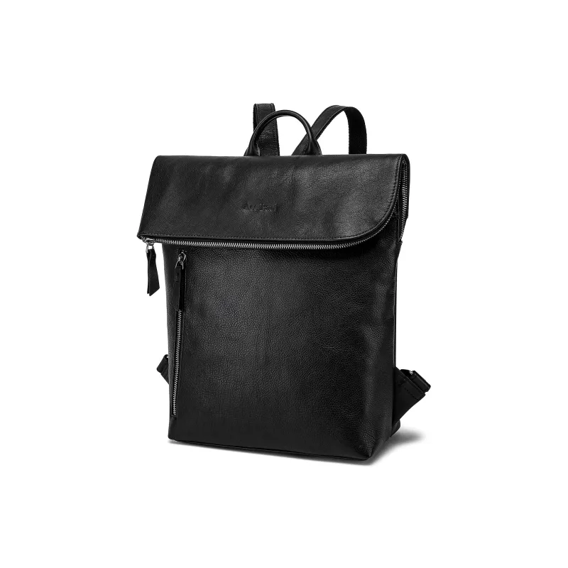 Ace Paul Top Grain Cow Leather Backpack Unisex Black-1