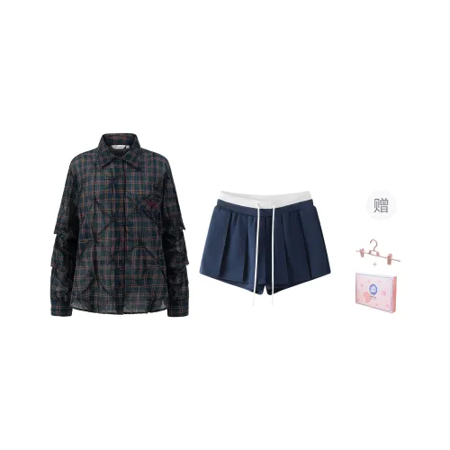 Tokyo Season Casual Suit Women's Two Piece Set Sweet Berry Holiday Vintage Green+Navy Blue