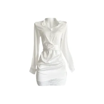 Udon House Long Sleeved Dress Women's White