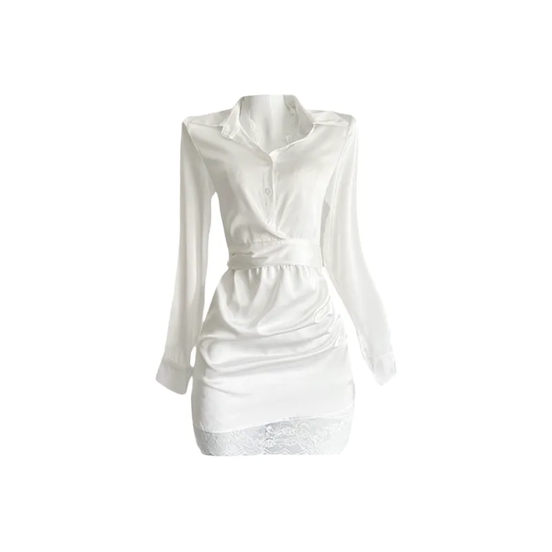 Udon House Long Sleeved Dress Women's White-0
