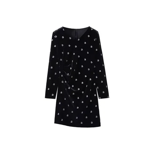 AFGGD Long Sleeved Dresses Women's Black