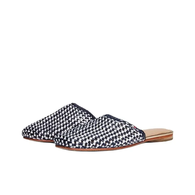 Tommy Hilfiger TH Monogram Slip Resistant Closed Toe Slippers Women's White Blue-2