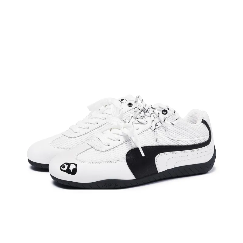 MASONONCE Racing Shoes, German Army Trainers Low Top Skateboard Shoes Unisex Black White-2