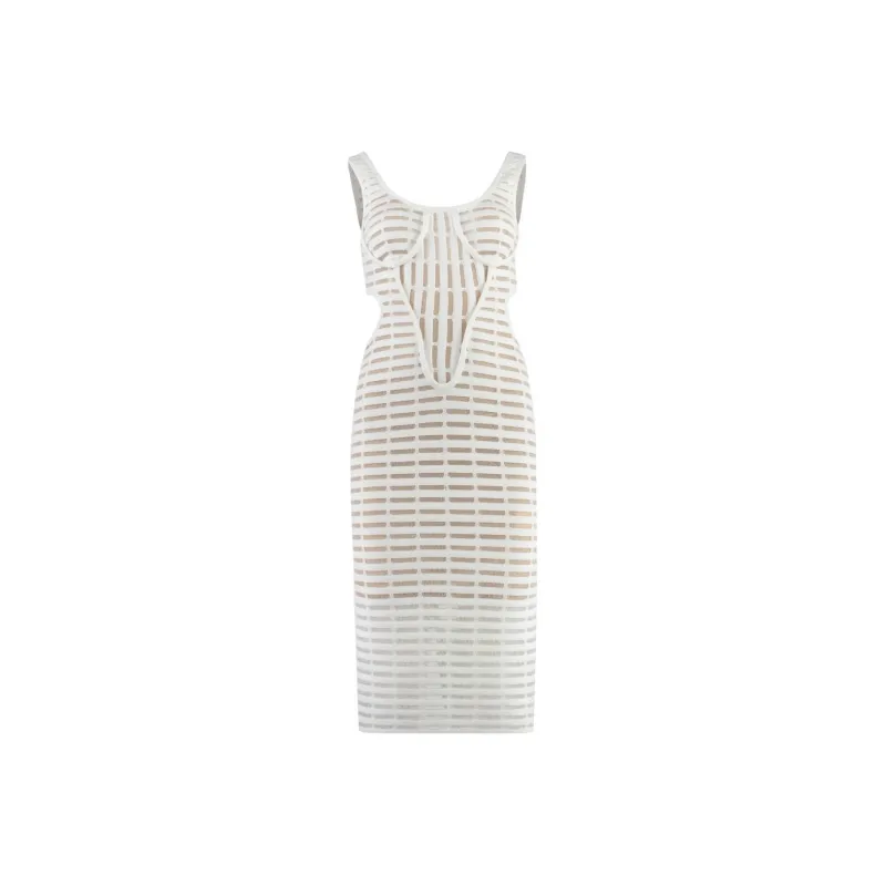 Genny Cut out Corded Midi Dress-0