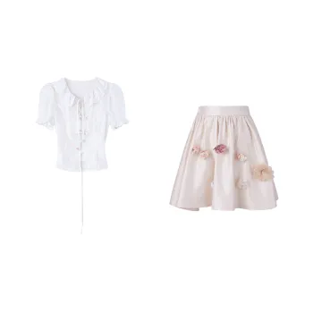 Blovelan Skirt Set Women's Moon White