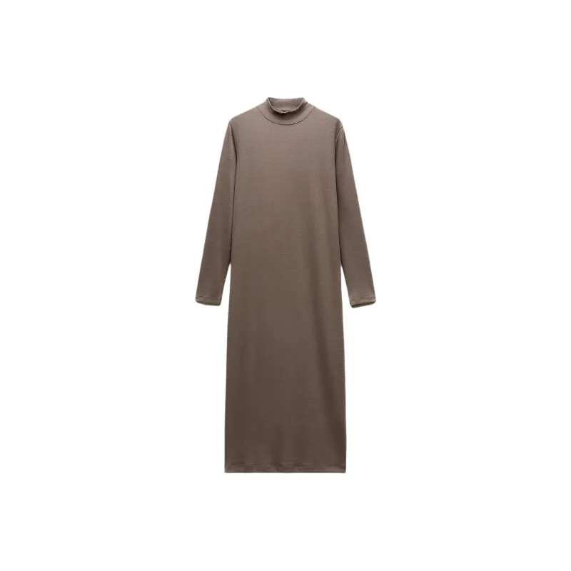 ZARA Long-Sleeved Dresses Women's Gray-0