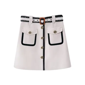 NancyCavally Casual Short Skirts Women's Ecru