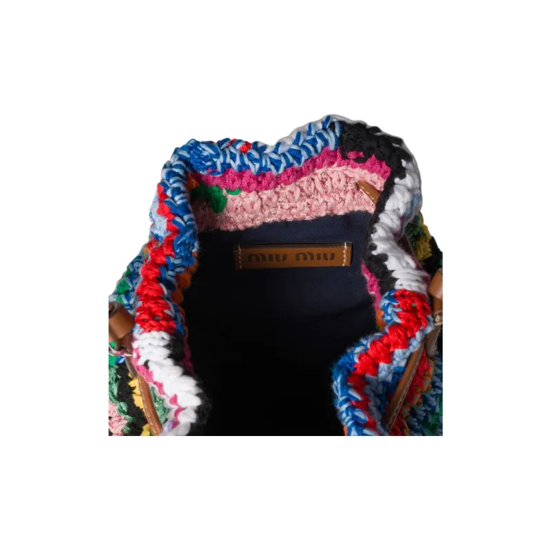 MIU MIU Cotton Bucket Bag Handbag Women's Multicolor-3