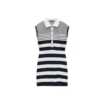 ZARA Sleeveless Dress Women's Sea Blue/White