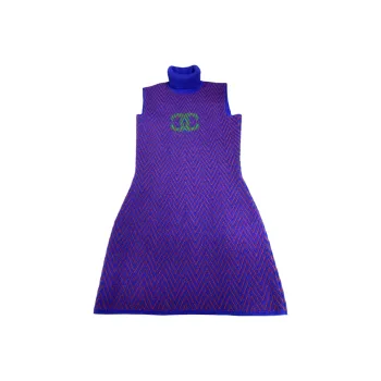 CHANEL Sleeveless Dress Women's Blue Purple
