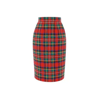 SAINT LAURENT Tartan Mini Pencil Skirt