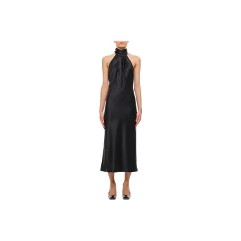 MaxMara Moli Halterneck Sleeveless Satin Dress