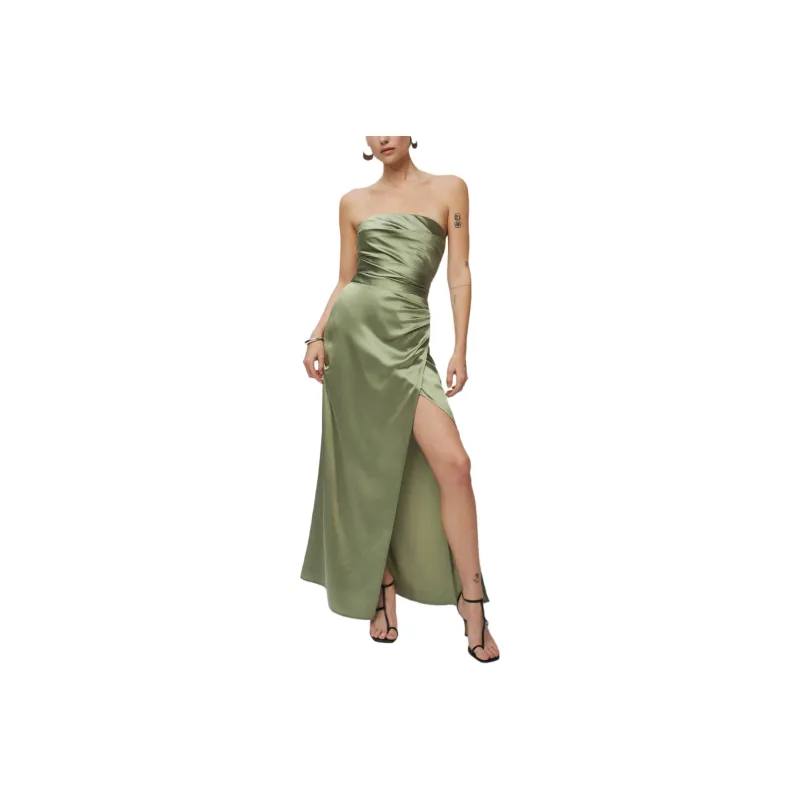 REFORMATION Barrow Silk Dress Sleeveless Dress Women's Artichoke-0