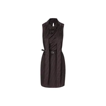 FENDI Monogrammed Belted Dress
