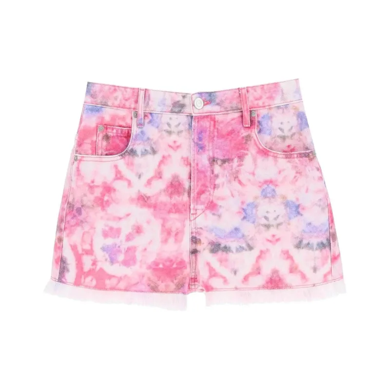 ISABEL MARANT ETOILE Tie Dyed Frayed Shorts-0