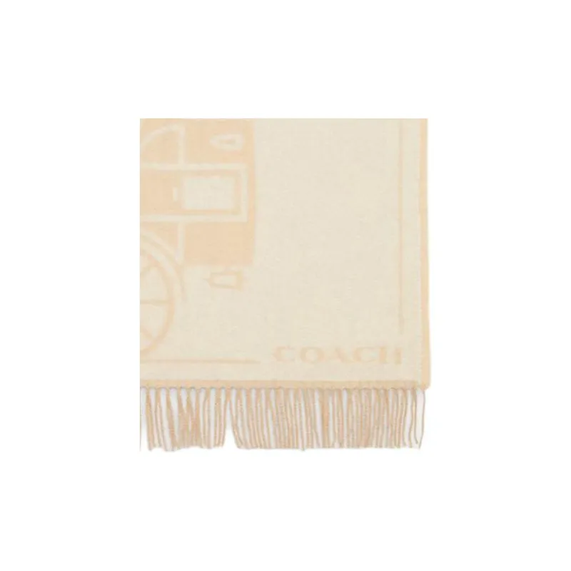 COACH Cashmere Knit Scarves Unisex Beige-1