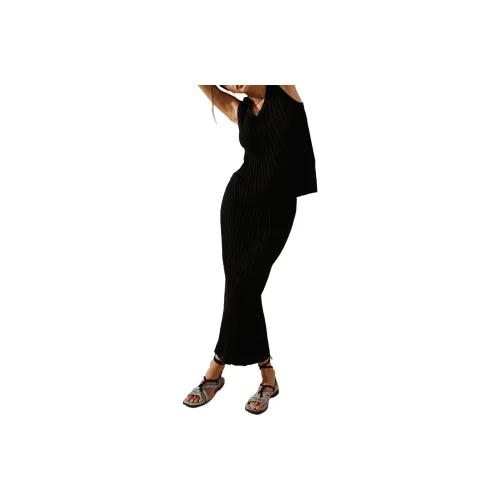 FREE PEOPLE Veda Sweater Set Skirt Set Women's BLACK/Black