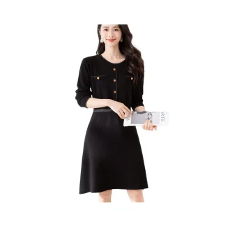 X MOOM Long Sleeved Dress Women's Black