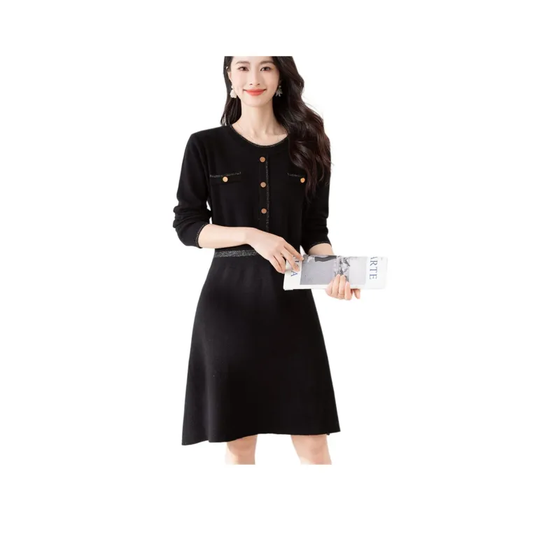 X MOOM Long Sleeved Dress Women's Black-0