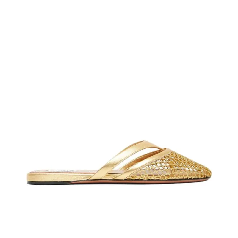 Alaia Closed Toe Slippers Women's Gold-1