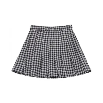 SMFK Casual Short Skirts Women's Double Sided Black And White Plaid