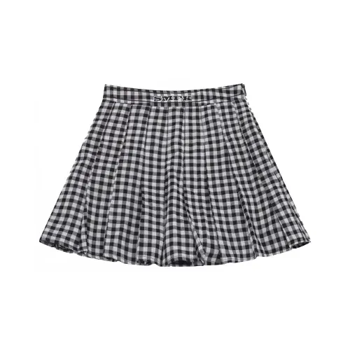 SMFK Casual Short Skirts Women's Double Sided Black And White Plaid