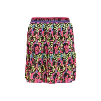 VERSACE JEANS COUTURE Baroque print Pleated Miniskirt