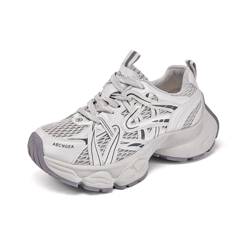 La Chapelle Anti Slip Wear Resistant Low Top Chunky Sneakers Women's Gray-1