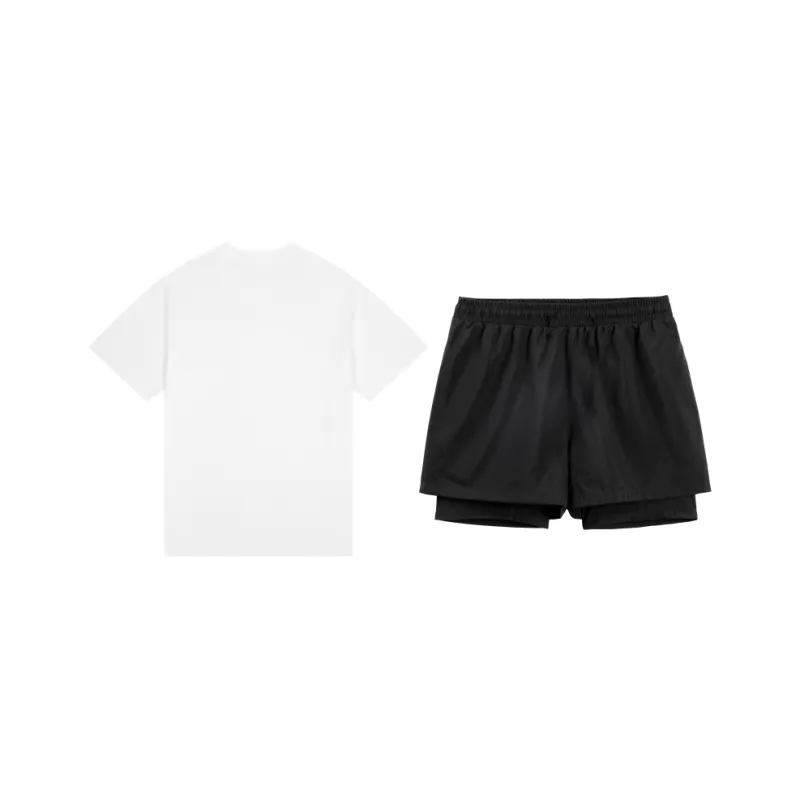 PEAK Casual Sportswear Unisex White Top+Black Shorts-1