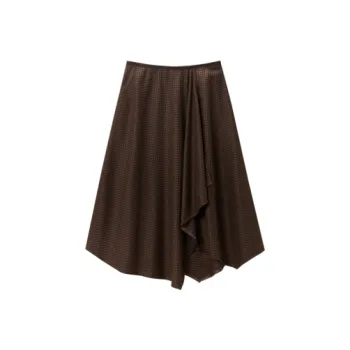 OVV Casual Short Skirts Women's Dark Brown Plaid A8