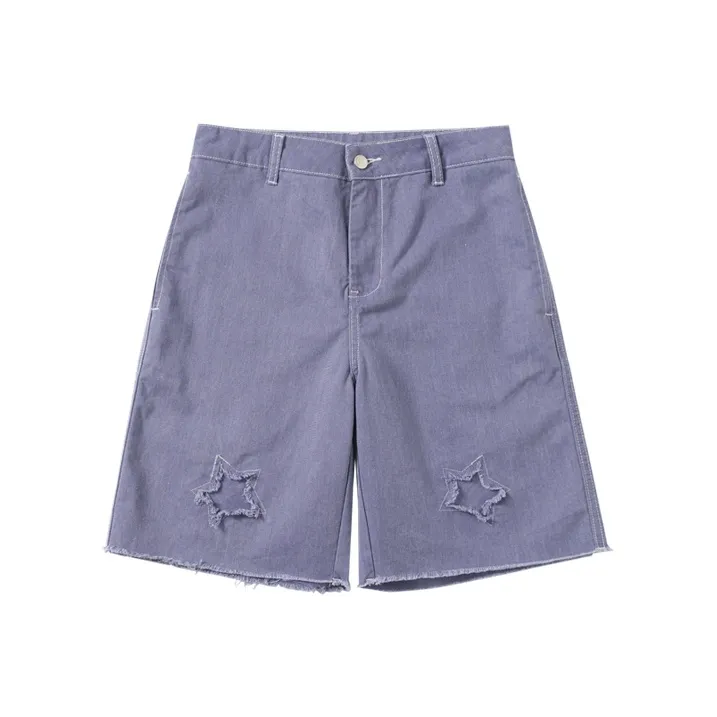 MeiHaoStore Denim Shorts Women's Purple-0