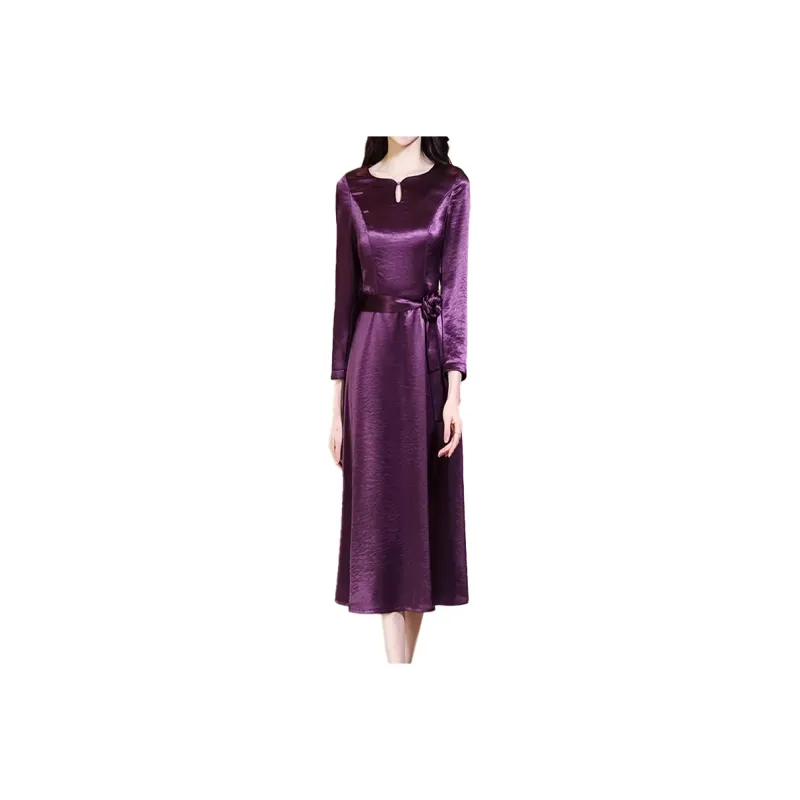 Mapping Long Sleeved Dresses Women's Purple-0