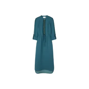 St. John Textured-trim Crepe Midi Dress