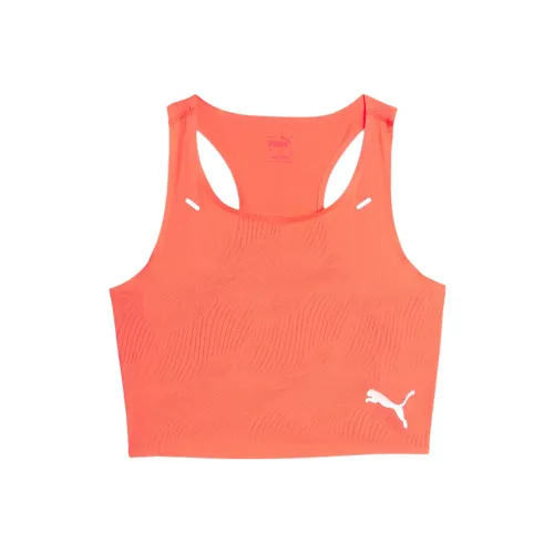 PUMA Ultraspun Running Crop Tank Top Women's Sport Vests Women's Glossy Finish Orange